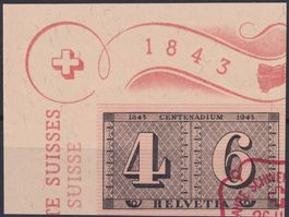 1943, W15 (Ausschnitt aus Luxusblatt) mit ET-Stempel, sauber