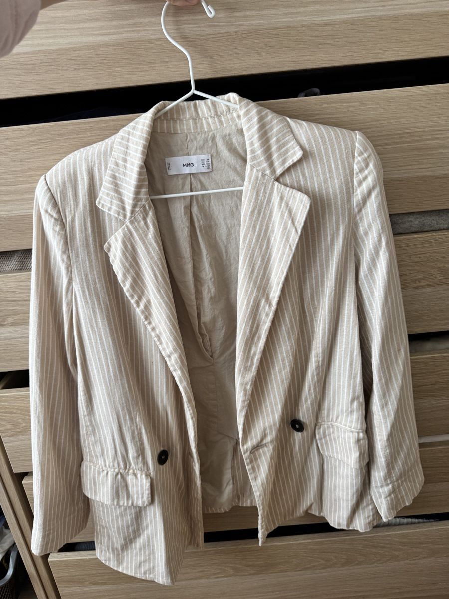 Mango Giacche: Linen blend stripe blazer S Mango – Usato da Zürich venduto da Lovelyperfumes