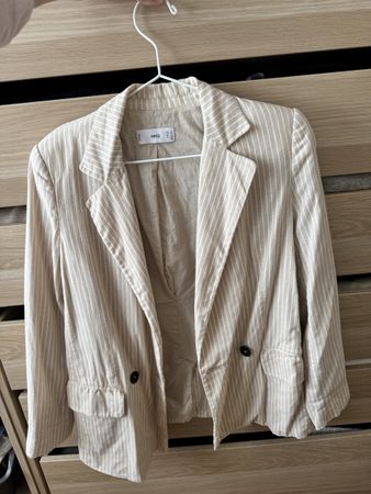 Linen blend stripe blazer S Mango