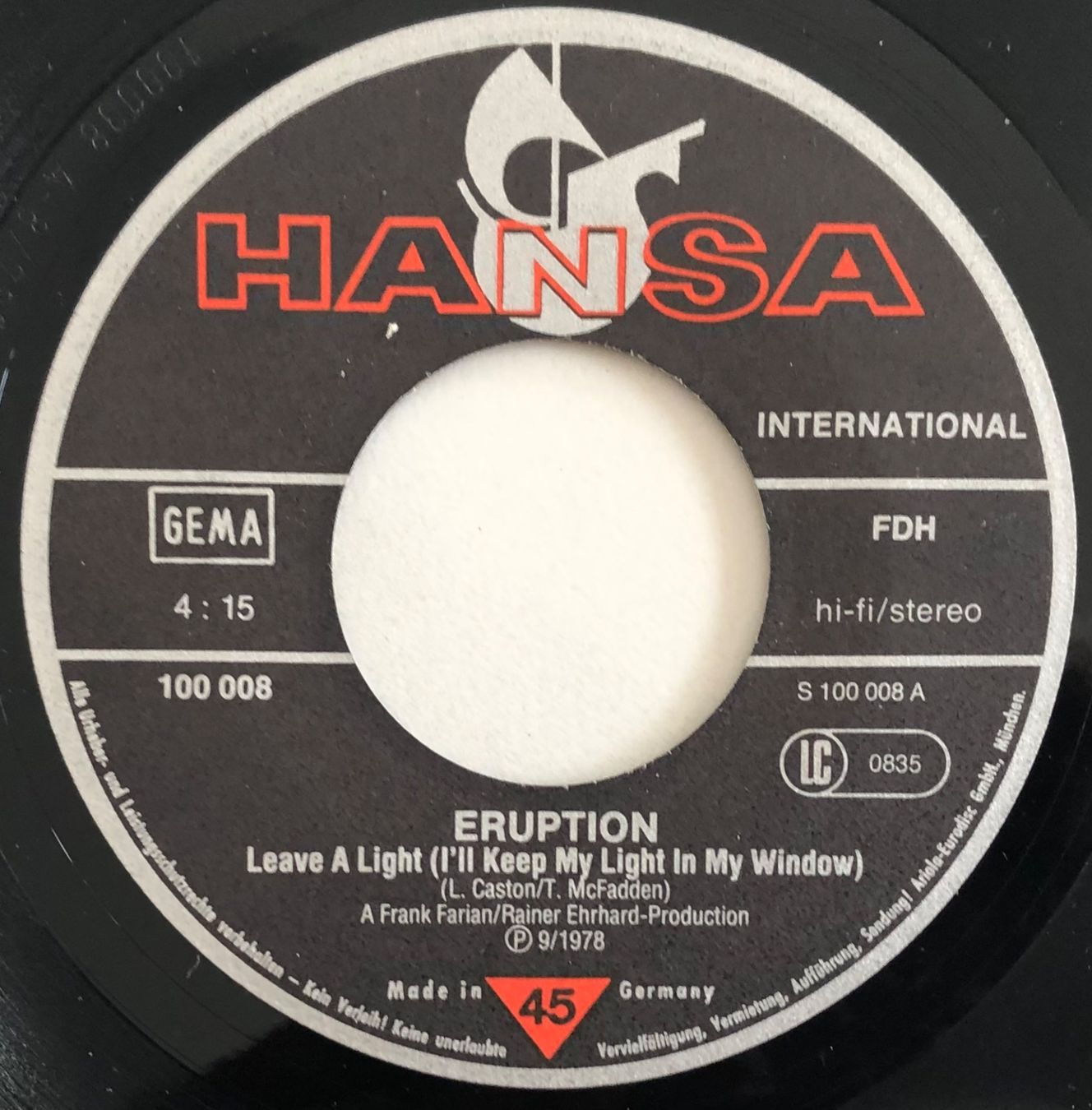 Schallplatten: ERUPTION - LEAVE A LIGHT – Gebraucht aus Poliez-Pittet von Newtown-Records 2