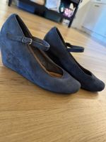 Keilabsatz Pumps Gr. 38 dunkelblau mit Riemchen