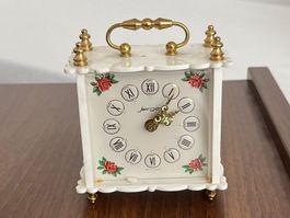 Schöne JERGER-TISCH-UHR / mit Rosenmuster / Top-Zustand