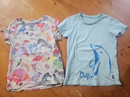2 tolle Mädchen T-Shirt 128/134 H&M und jako-o