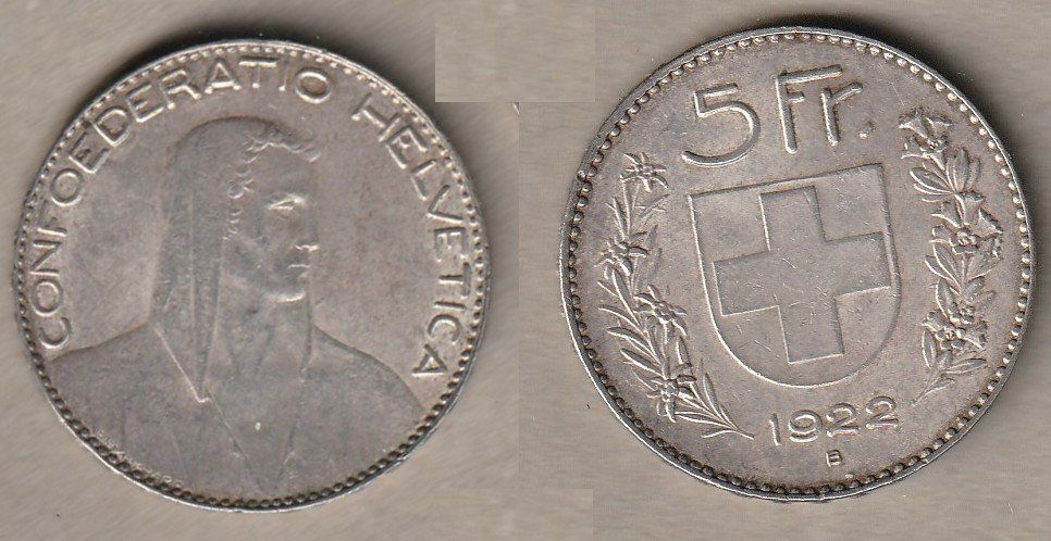 Tutti le monete: Grosser Fünfliber 1922 – Usato da Allschwil venduto da Coinfreak