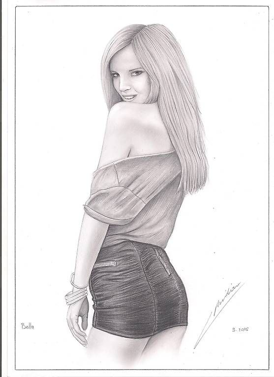 Gemälde: Dessin original, Portrait Bella thorne ,  signé – Neu (gemäss Beschreibung) aus Ecublens VD von Largo1