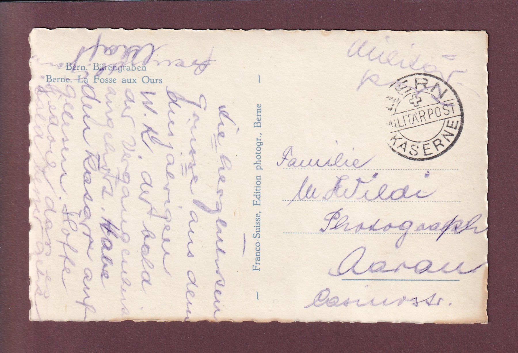 Cartoline postali: BERN - Bärengraben - Feldpost – Usato da Pully venduto da nicecards 1