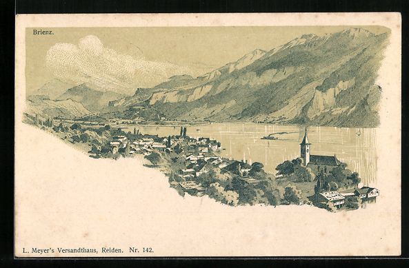 Ansichtskarten: Litho Brienz, Ortsansicht mit Blick übe – Gebraucht aus Berlin von bartko-reher