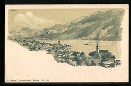 Litho Brienz, Ortsansicht mit Blick übe