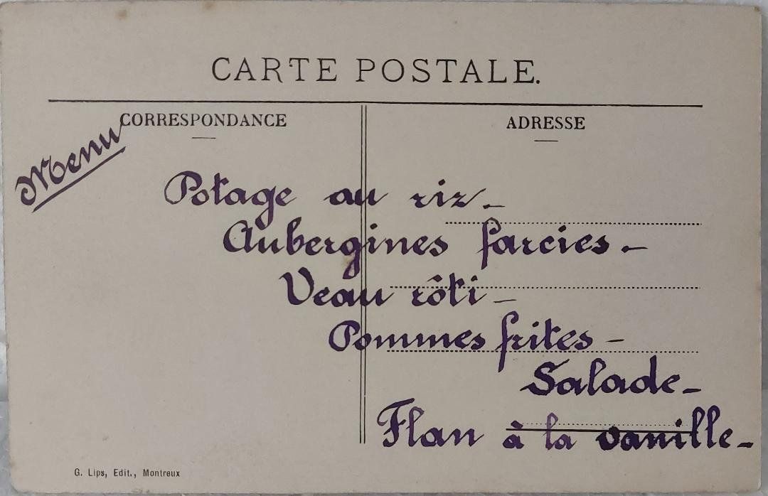 Cartoline postali: BLONAY - Le Château - Le Menu au verso – Usato da Delémont venduto da Domdom1 1