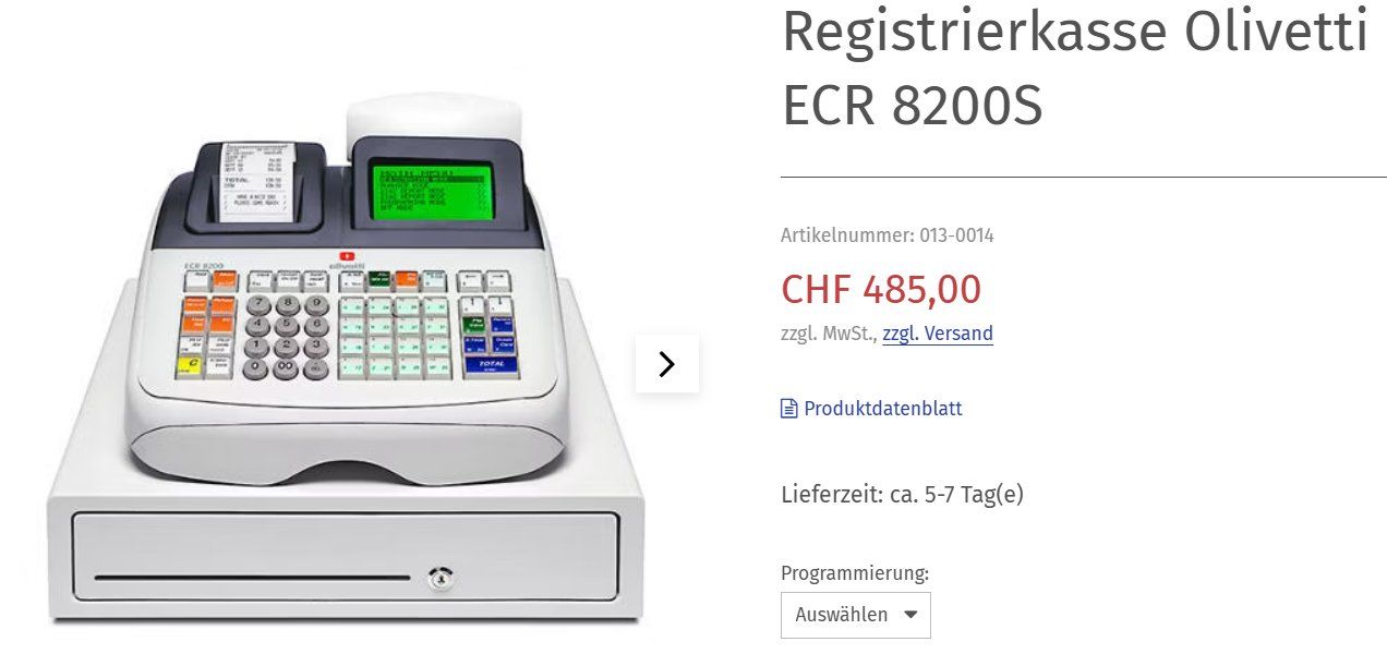 Olivetti Registratore di cassa: Registrierkasse Olivetti ECR 8200S – Usato da Saland venduto da IT-Service-Gubler