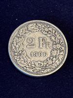 Schweizer Silbermünze 2.-, Jahrgang 1906, Rarität