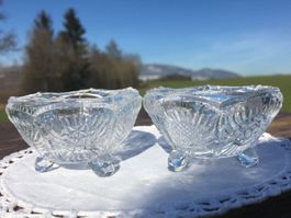 2 PRESSGLASSCHÄLCHEN MENAGE SALZ UND PFEFFER