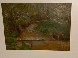 B. Birner Landschaftsgemälde mit Bachlauf und Bäumen