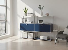 USM Haller Regal 2x3 Enzianblau / Neu (mit A Gestänge)