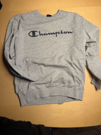 Champion Sweatshirt Grey Logo Crew Neck Size Medium