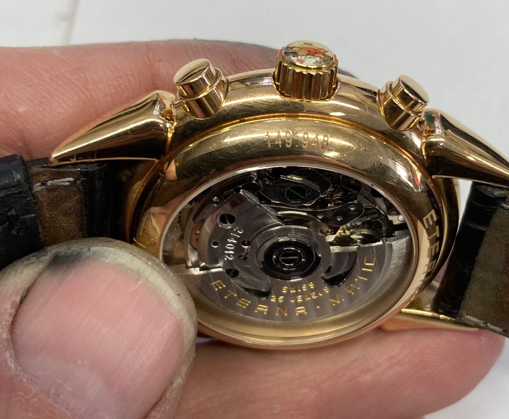 Eterna Uhren: Eterna Golduhr 750 Vollkalender Chronograph – Gebraucht aus Sempach von Pablonsky 6
