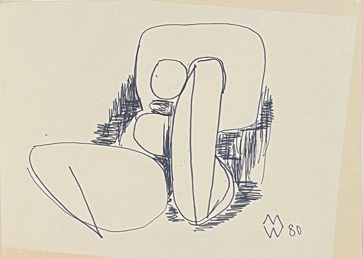 Dipinti: Max Weiss. Studie, 1980. Filzstift. – Usato da Zumikon venduto da tesoro8853