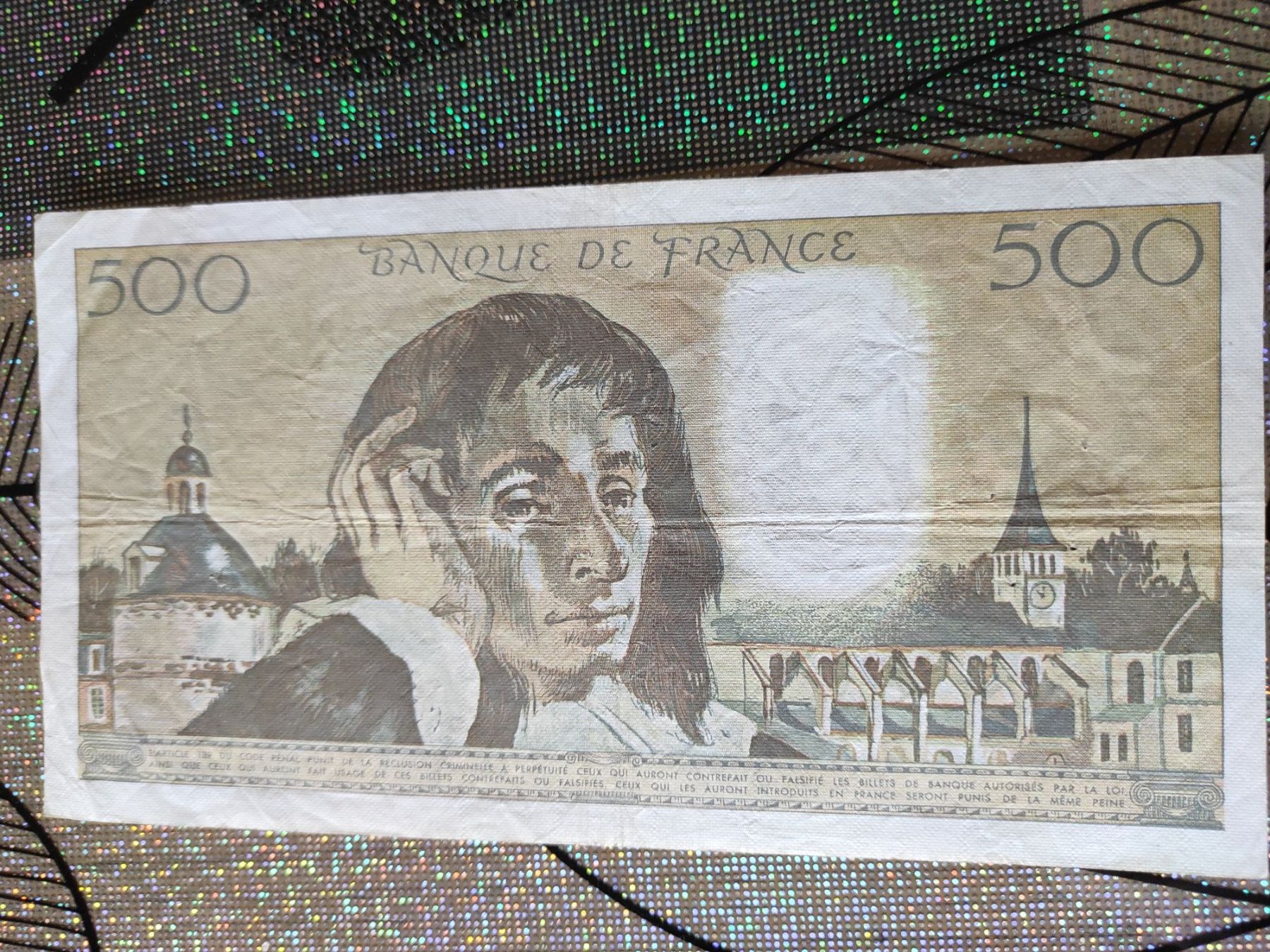 Banknoten: 500 francs françaises type Pascal 1989 – Gebraucht aus Couvet von lulul 1