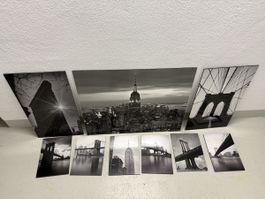 New York Wall Art Canvas Set 9 Pieces Black White Modern Dec
