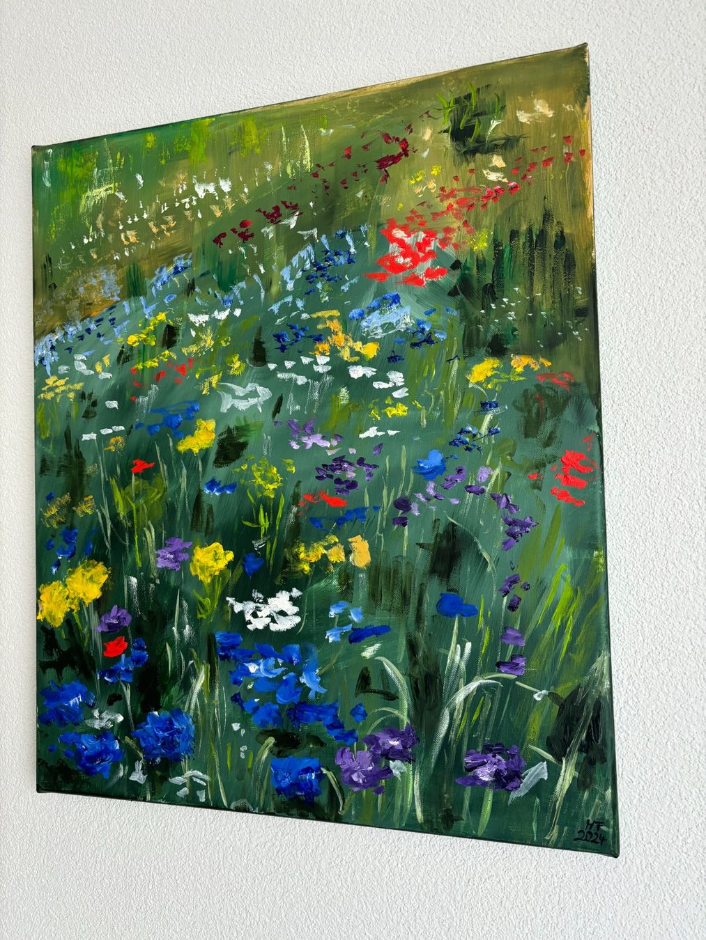 Dipinti: Blumenwiese Ölgemälde, handgemalt, abstrakt – Nuovo (secondo la descrizione) da Cham venduto da Felha 3