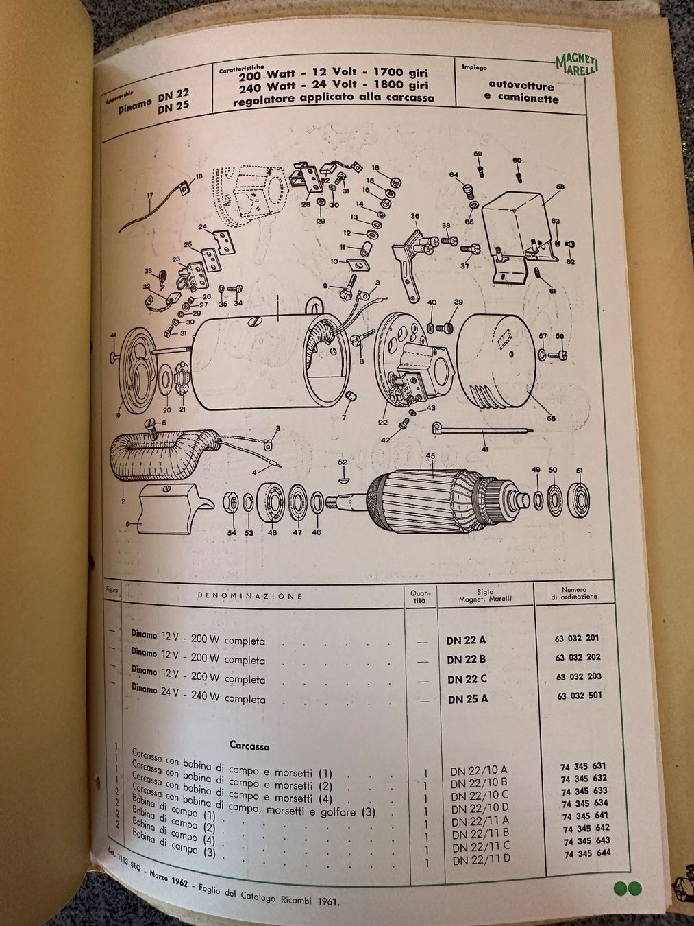 Lancia Documenti: Liste , MAGNETI MARELLI , Lancia 1962 , Oldtimer – Usato da Boswil venduto da pavo1 2