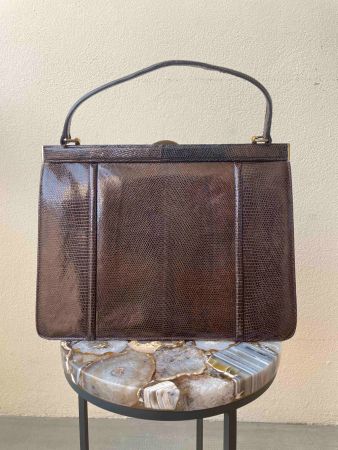Sac à main vintage en cuir de python véritable.