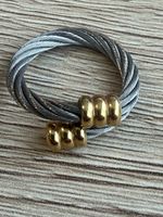 Charriol Cable Ring Stahlseil Goldfarben Designer