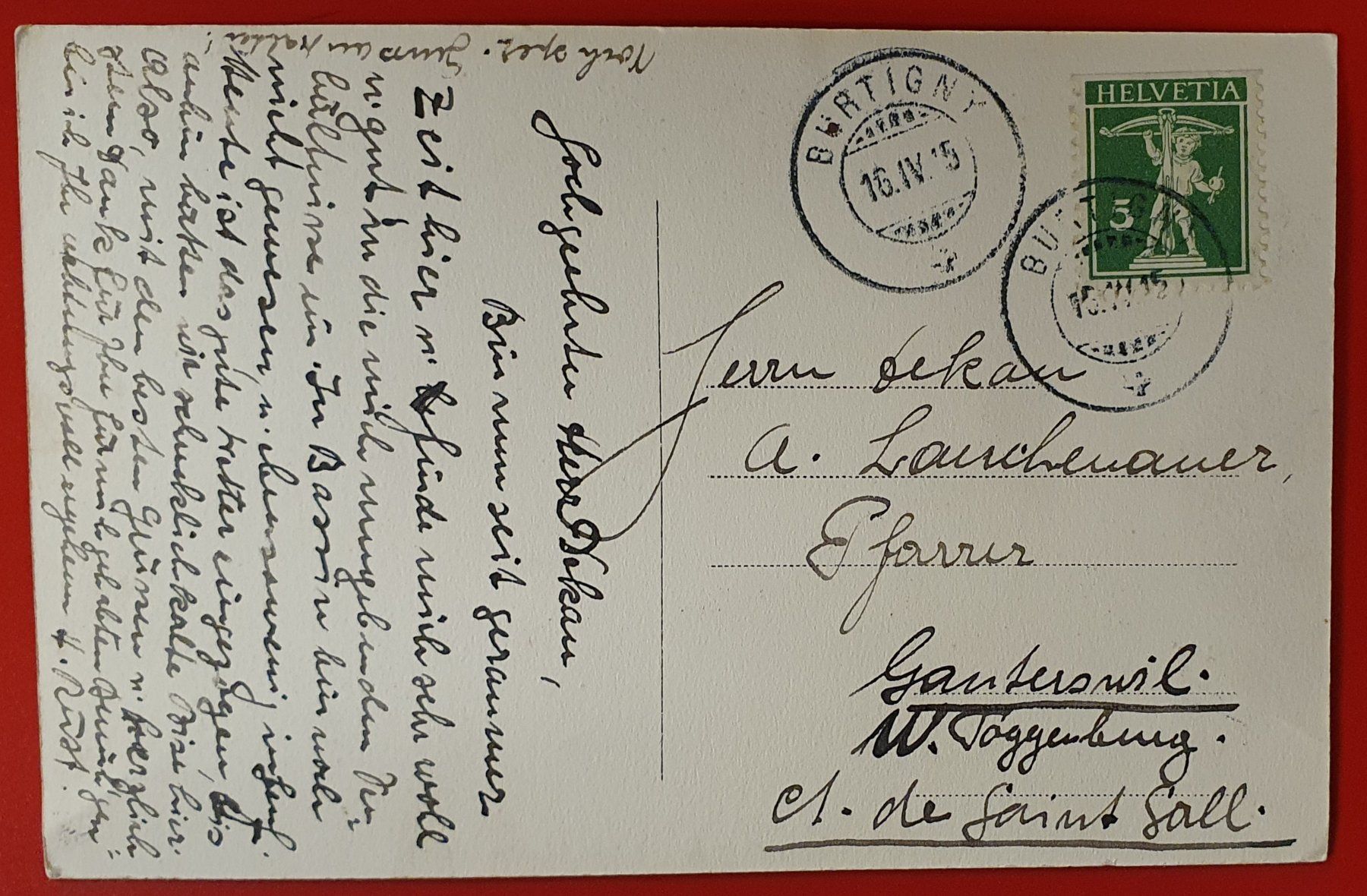 Ansichtskarten: Bassins 1915 - Dorfpartie – Gebraucht aus Kreuzlingen von Rschweiz1 1