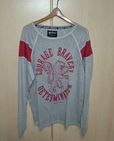 Harry Potter Langarmshirt Gr. L (40), grau-rot m. Glitzer