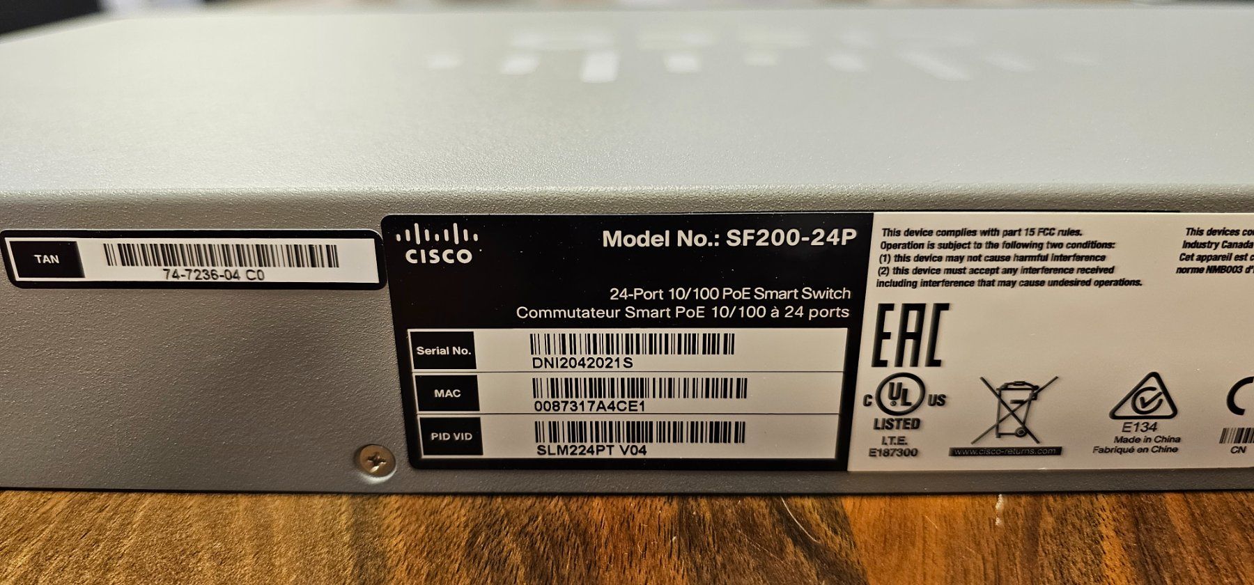 Cisco Hub & Switch: CISCO SF200-24P POE Switch – Usato da Küttigen venduto da FuturePlanet 5