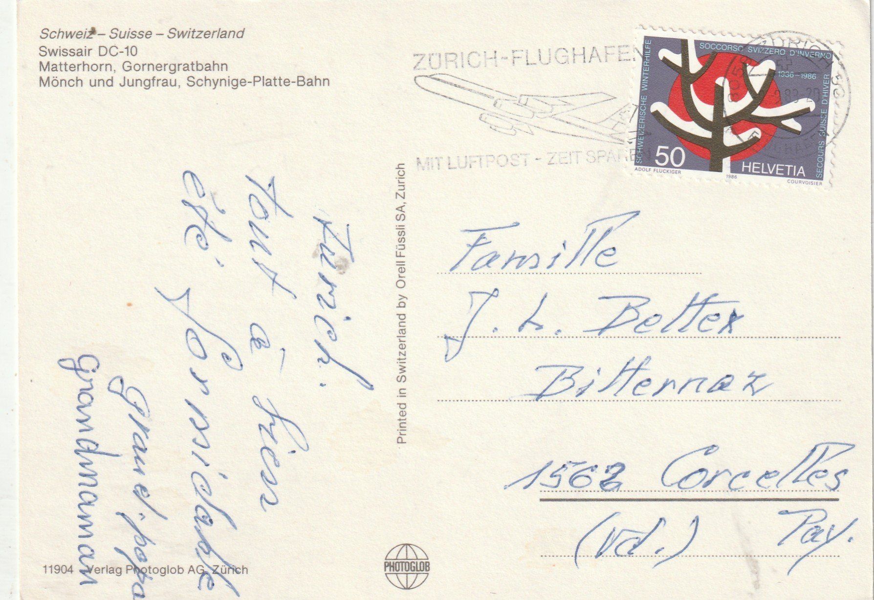 Cartes postales: Swissair - Gornergratbahn MBK – D'occasion à Lumbrein par made02 1