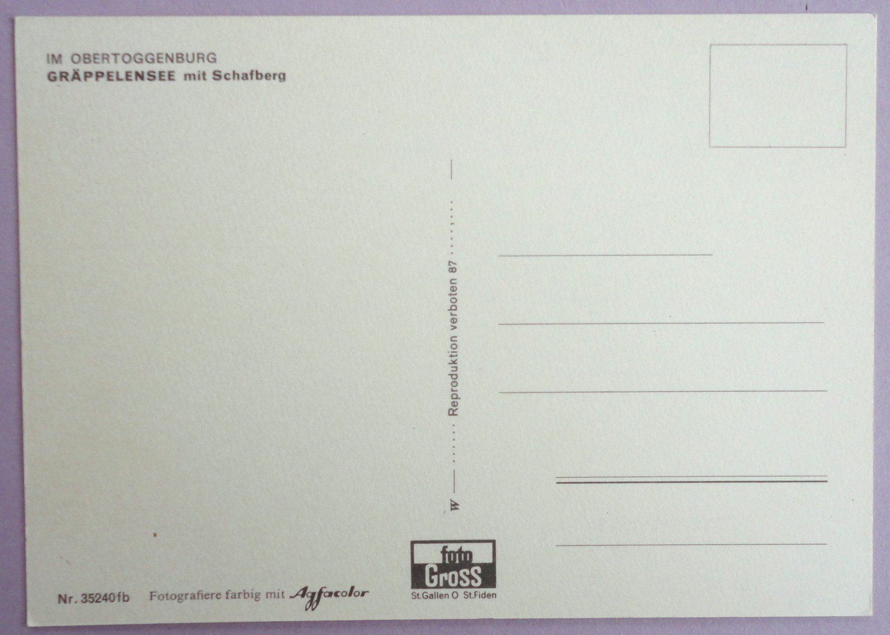 Cartoline postali: Gräppelensee mit Schafberg – Usato da Fétigny venduto da Billy2miny 1