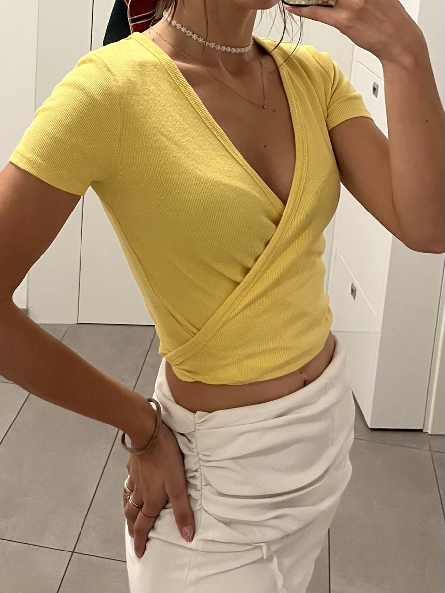 Tally Weijl Top: Haut d’été en coton taille S/M ajustable – Nuovo (secondo la descrizione) da Aigle venduto da sow_m7gm 1