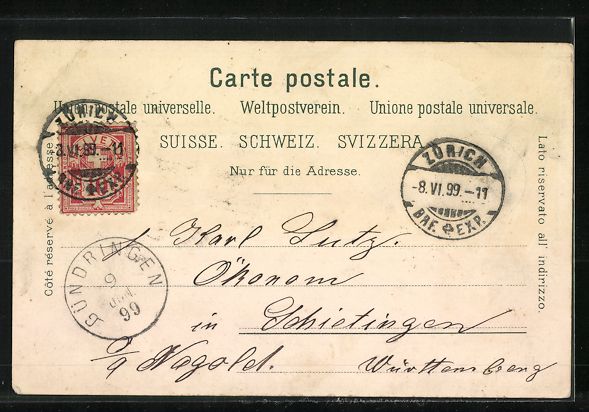Cartoline postali: Litho Zürich, Teilansicht mit Kirche – Usato da Berlin venduto da bartko-reher 1