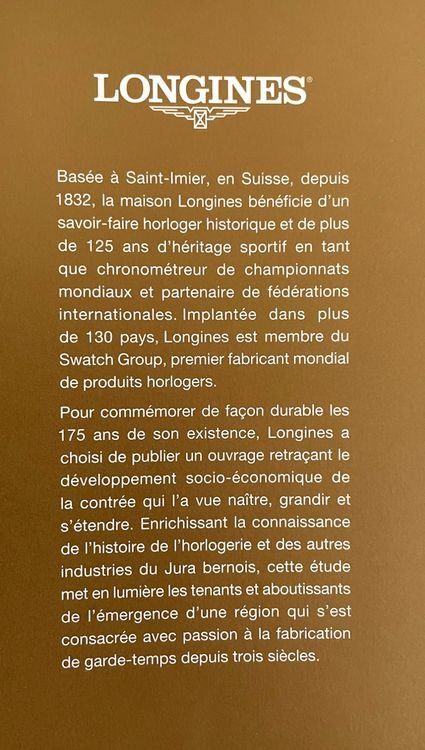Bücher: Longines - 175 ans - Une région au rythme du temps – Gebraucht aus Savagnier von Ne2065 1