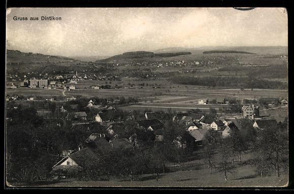 Cartoline postali: AK Dintikon, Totalansicht, 1913 – Usato da Berlin venduto da bartko-reher
