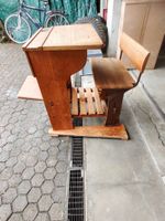 Antike Schulbank / Schulpult Hunziker Söhne – Vintage Holz &