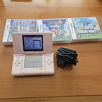 Nintendo DS Lite Pink mit 3 Spielen und Ladekabel