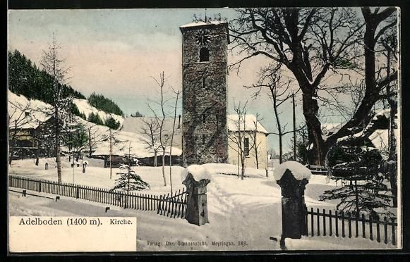 Cartoline postali: AK Adelboden, Kirche im Winter – Usato da Berlin venduto da bartko-reher