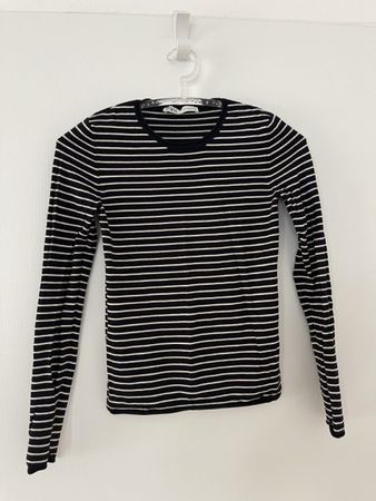Zara Basic Shirt Schwarz-Weiss Gestreift