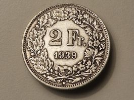 1x 2 Fr. - 1939 - Silber/Argent 0.835