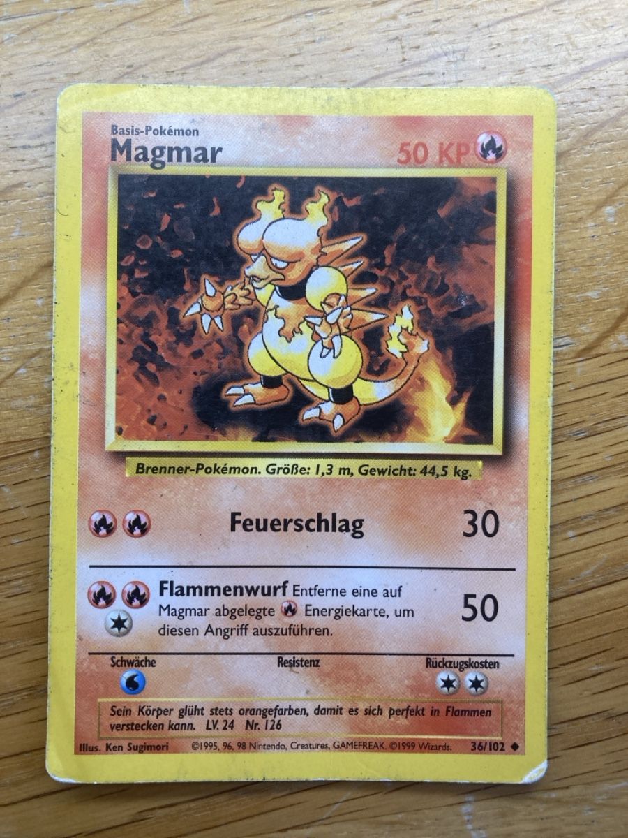 Pokémon Carte collezionabili: Magmar 36/102 VINTAGE – Usato da Zürich venduto da sushitwiceaweek