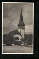 AK Spiez, Kirche mit Friedhof, 1934