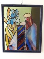 Brima - Dame mit Lilie - Glasbild (Schweizer Künstlerin)