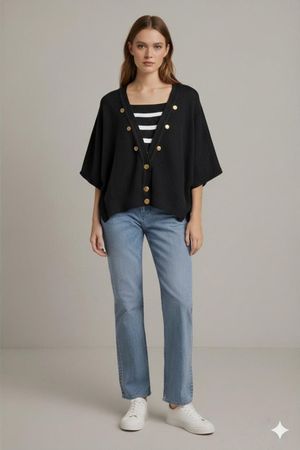 MEDICI by Cipriani Schwarzer V-Ausschnitt Pullover mit