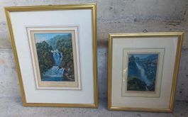2 antike Stiche Chute du Reichenbach