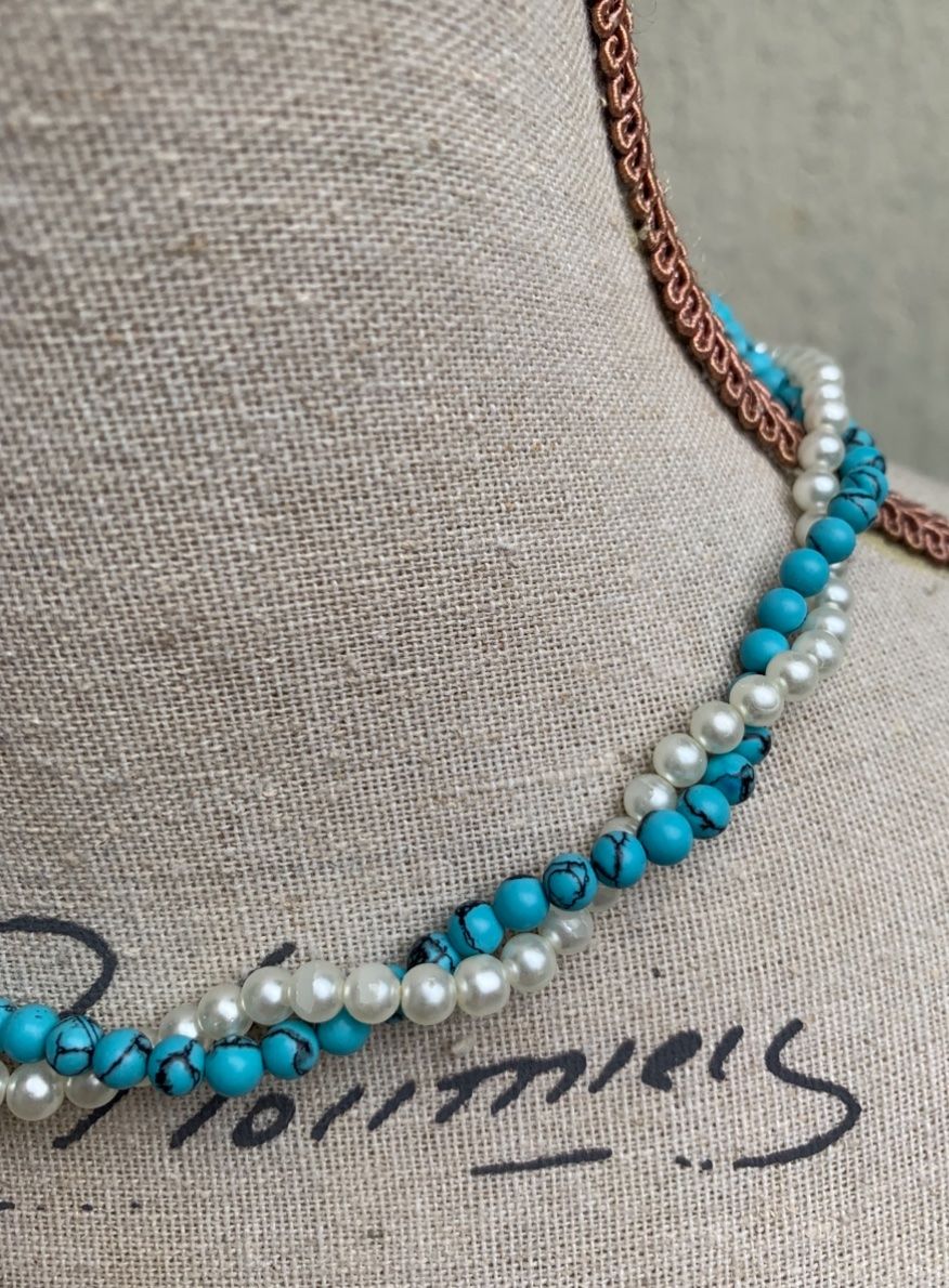 Catenine: Superbe collier vintage PERLE ET PIERRE TURQUOISE fermoir – Usato da Martigny venduto da only__you 6