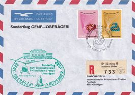 Sonderflug (Helikopter) Genf-Oberägeri 1982, ab UNO (FDC !)