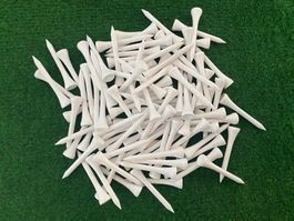 250 Golftees 54mm Holz, weiss
