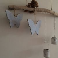 Sommervogel / Schmetterling  gross, Holz blaugrau